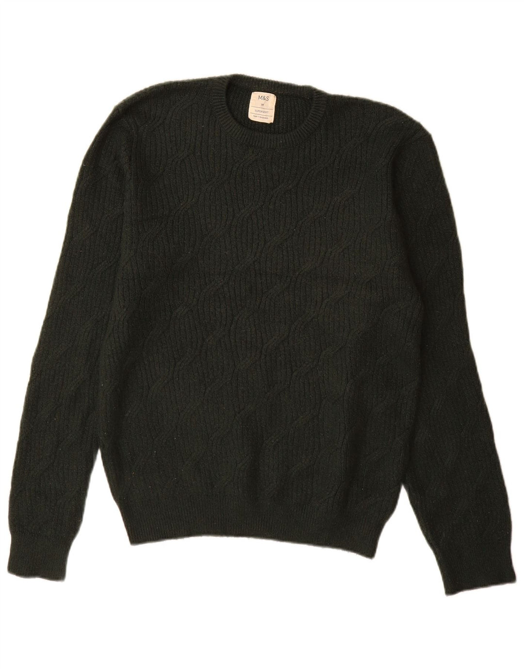 Maglione maglione girocollo da uomo Marks & Spencer verde medio in poliammide