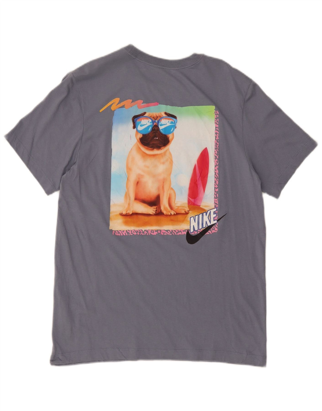T-shirt grafica da donna Nike Top UK 14 grande cotone grigio