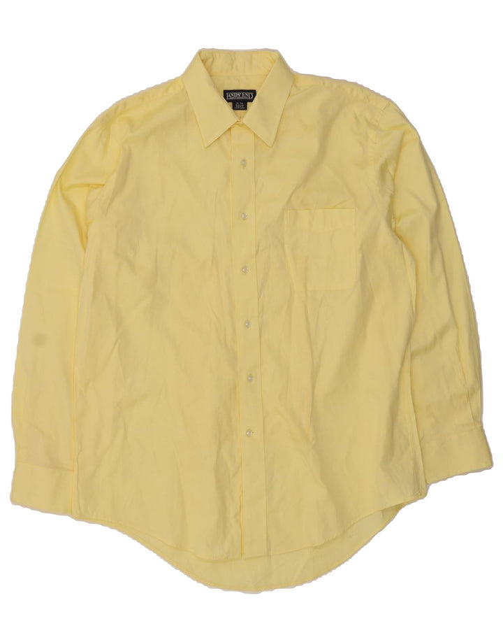 LANDS END Mens Regular Fit Shirt Size 16 Large Yellow Cotton Vintage Lands End and Second-Hand Lands End from Messina Hembry 