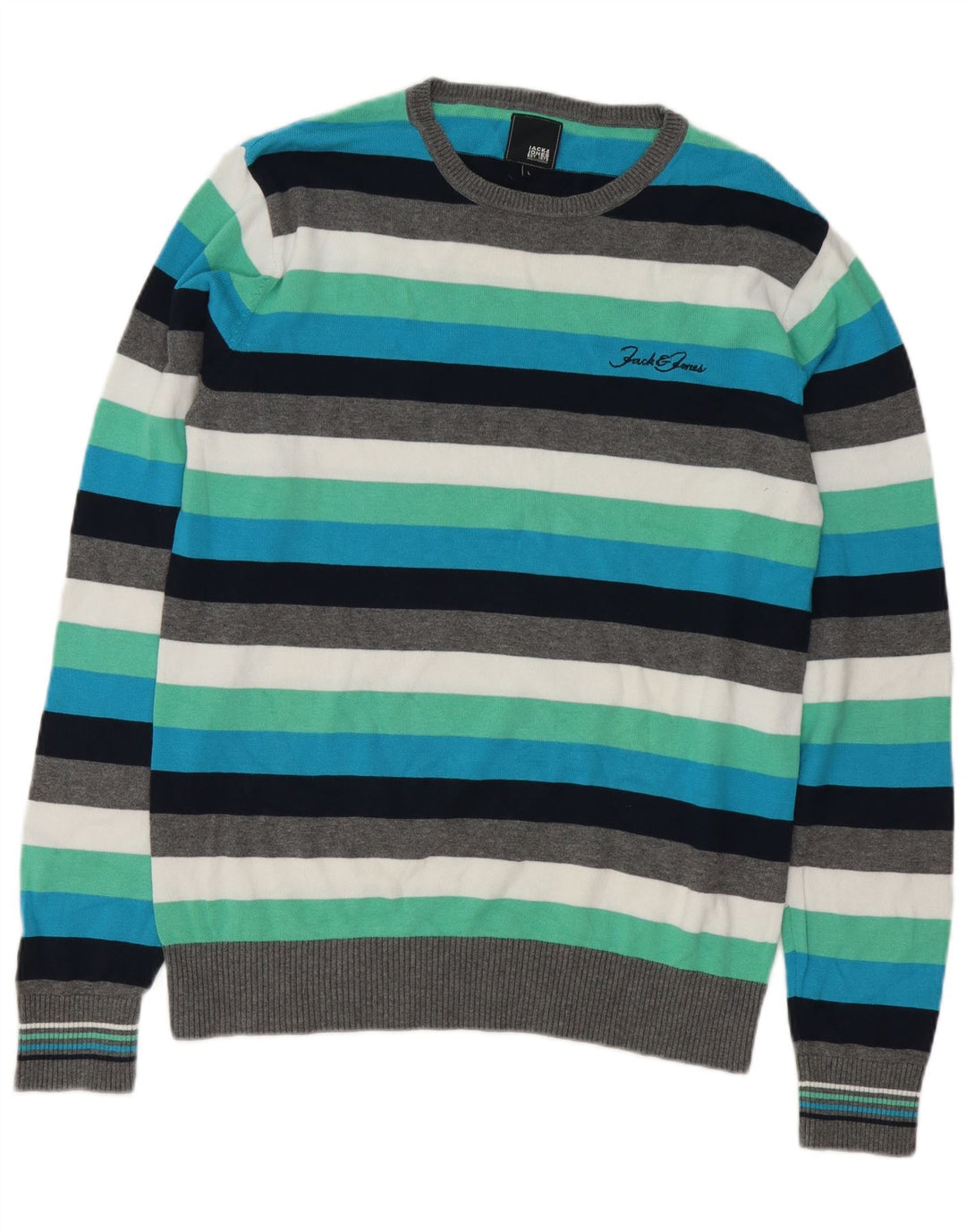Jack & Jones Maglione girocollo da uomo a righe grandi multicolori