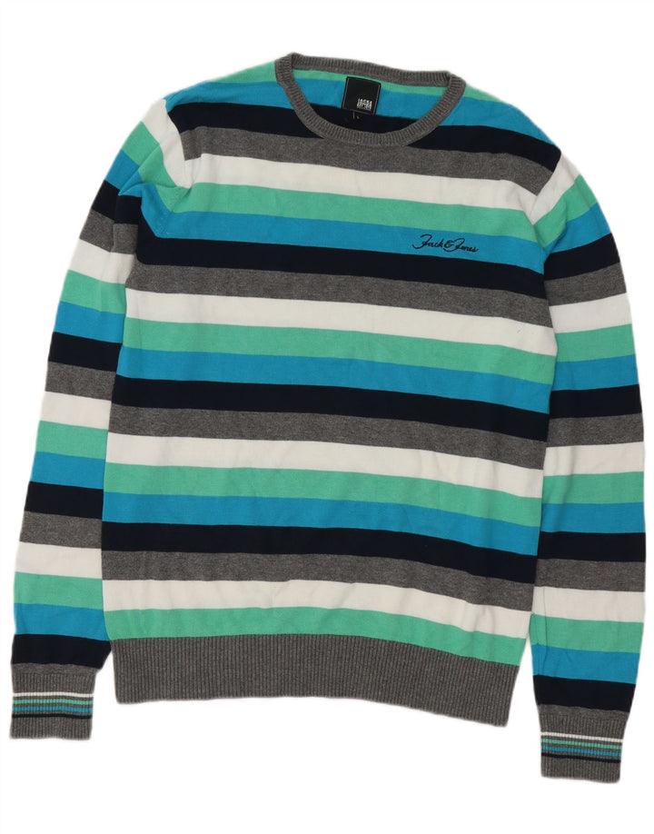 Jack & Jones Maglione girocollo da uomo a righe grandi multicolori