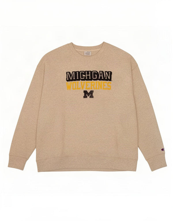 Felpa Champion da uomo Michigan Wolverines, maglione 3XL beige screziato