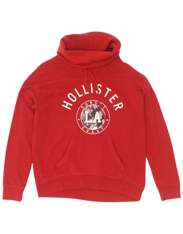 Felpa oversize Hollister da donna Los Angeles, maglione UK 10 piccolo rosso