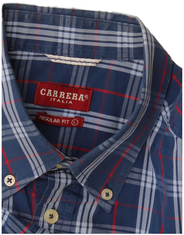 CARRERA Camicia da uomo a maniche corte vestibilità regolare a quadri blu grandi