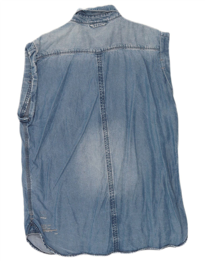 Camicia di jeans senza maniche da donna G-Star UK 14 Lyocell blu medio