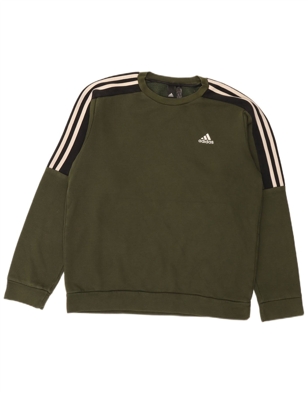 Felpa Adidas da uomo maglione piccolo color kaki in cotone color block