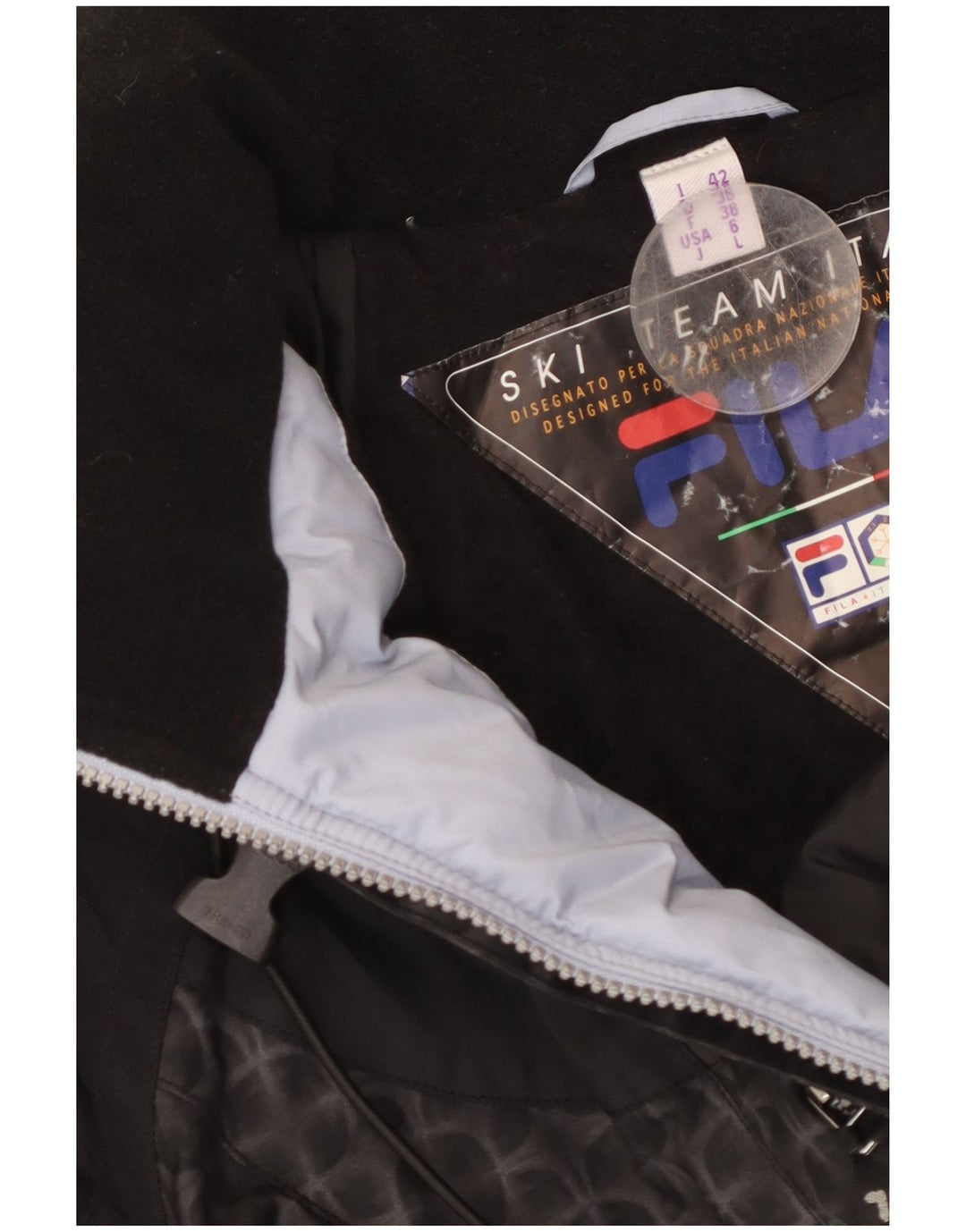 Giacca da sci oversize con cappuccio FILA da donna US 6 Medium Black Geometric