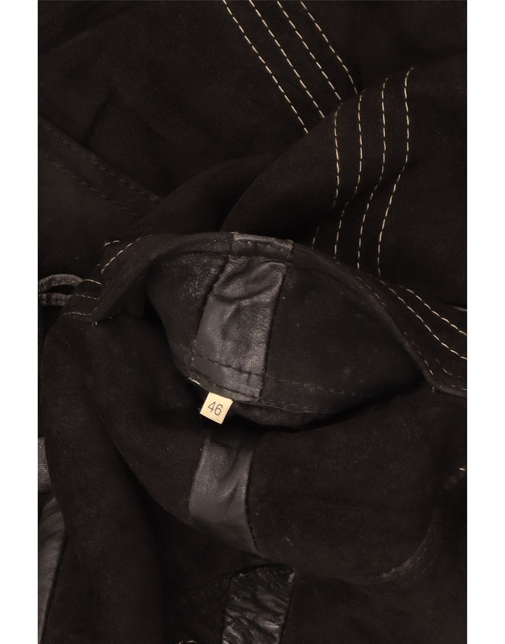 LAMATTA Womens Shearling Jacket IT 46 Large Black Plaid
