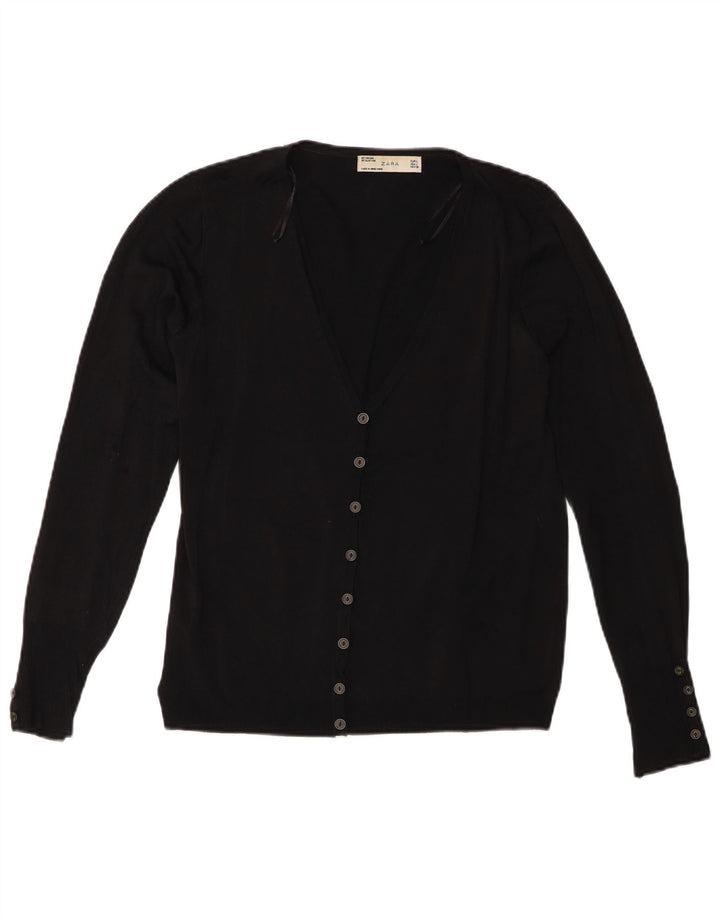 Top cardigan corto corto da donna Zara UK 14 grande viscosa nera