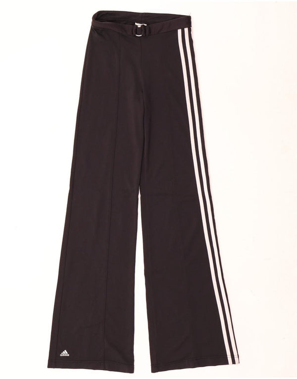 Pantaloni da tuta da donna alti a gamba larga Adidas UK 8 piccoli in nylon nero