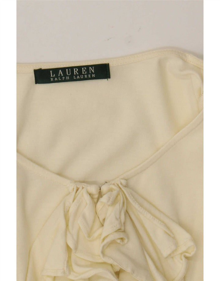 Ralph Lauren Top da donna con volant sul davanti manica lunga UK 12 Giallo medio