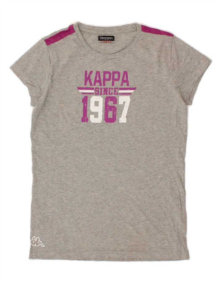 KAPPA Womens Graphic T-Shirt Top Large Grey Cotton Vintage Kappa and Second-Hand Kappa from Messina Hembry 