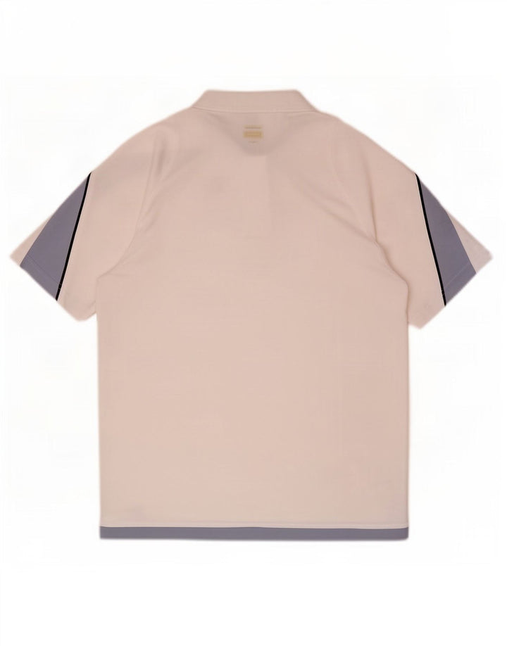 Polo Reebok da uomo grande in poliestere color block bianco