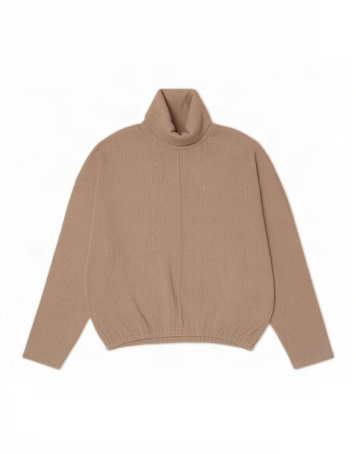 Maglione maglione oversize con collo alto da donna Zara UK 14 Poliestere beige medio
