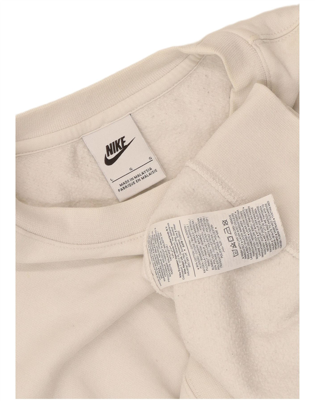 Felpa Nike Uomo Maglione Large Bianco Cotone