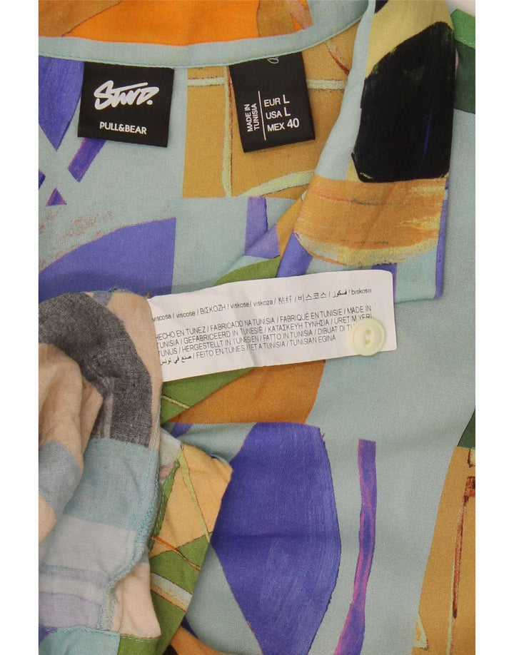 Maglia a maniche corte da uomo Pull & Bear Large in viscosa patchwork multicolore