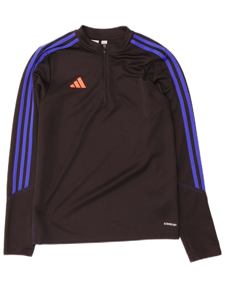 Top della tuta da ginnastica Adidas Aeroready Zip Neck Pullover da ragazzo 13-14 anni Nera