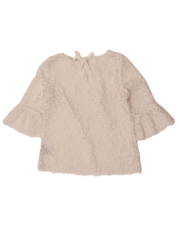 Boden Donna Camicetta Trasparente con Maniche a 3/4 Top UK 12 Medio Bianco Floreale