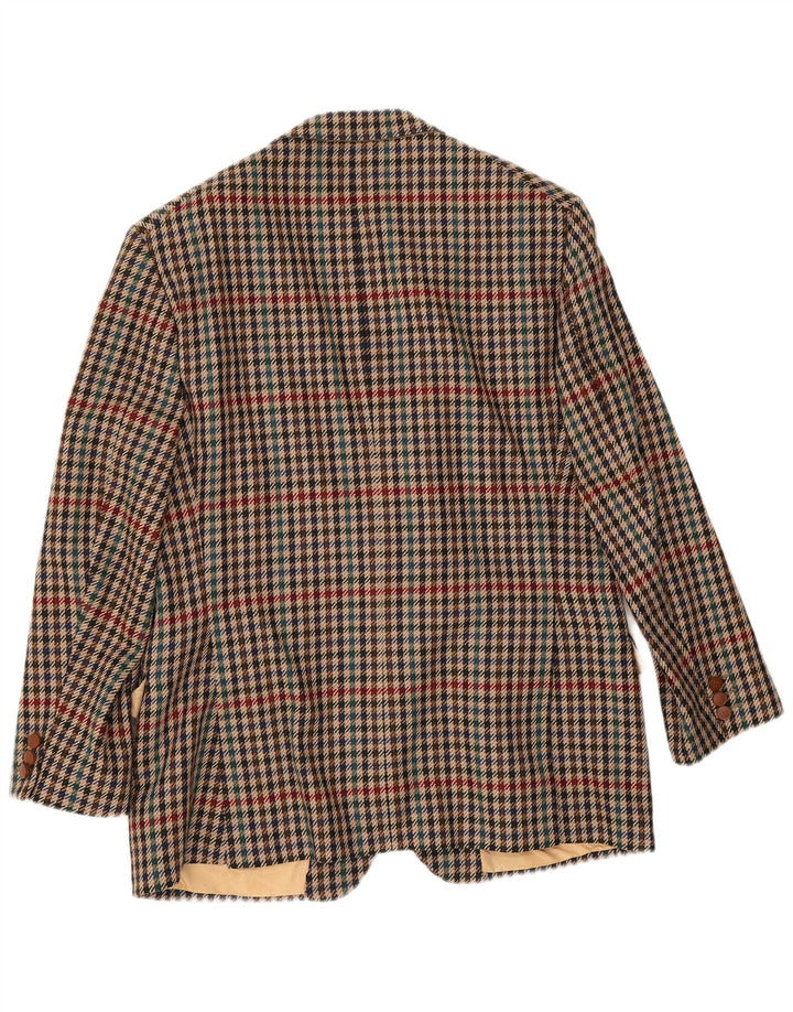 Giacca blazer da uomo a 2 bottoni DAKS UK 38 in lana pied de poule marrone medio
