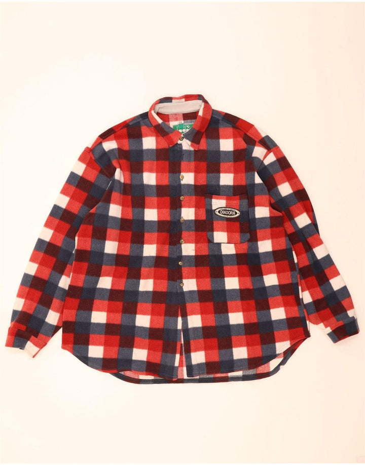 Maglia in pile Diadora Uomo IT 58 2XL Rosso a quadri