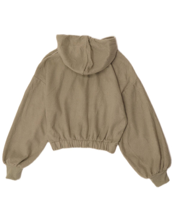 Topshop Maglione in pile da donna con collo e zip con cappuccio corto UK 6 XS poliestere kaki
