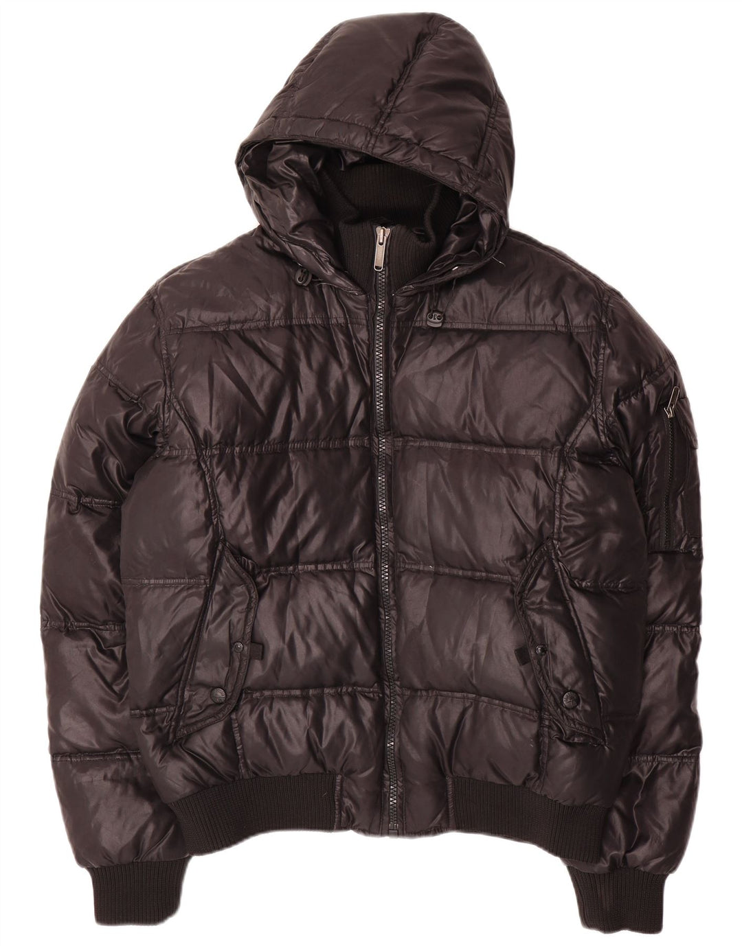 BOMBOOGIE Giacca imbottita con cappuccio da uomo UK 44 2XL Poliestere nero