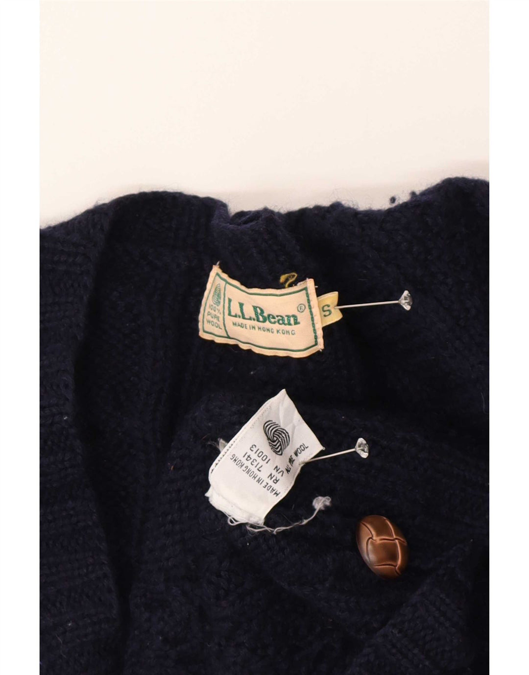 Maglione cardigan oversize da donna L.L.Bean UK 10 piccolo in lana blu navy