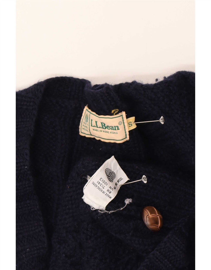 Maglione cardigan oversize da donna L.L.Bean UK 10 piccolo in lana blu navy