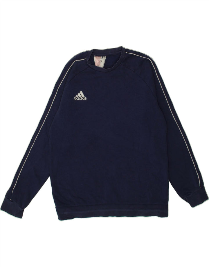 ADIDAS Boys Sweatshirt Jumper 15-16 Years Navy Blue Cotton Vintage Adidas and Second-Hand Adidas from Messina Hembry 