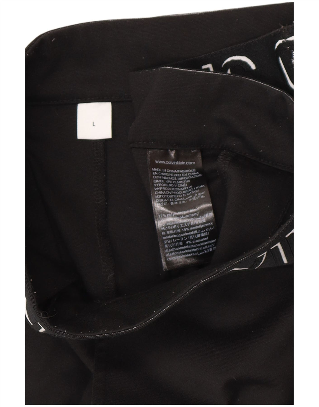 CALVIN KLEIN Pantaloni cropped grafici slim fit da donna grandi W32 L27 neri