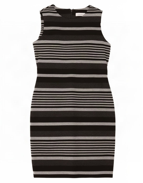 Abito tubino senza maniche da donna Calvin Klein UK 10 piccolo grigio a righe