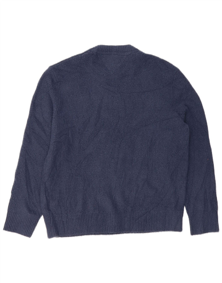 Maglione maglione girocollo da uomo Tommy Hilfiger grande poliestere blu navy
