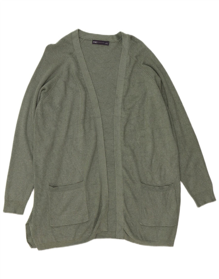 Maglione cardigan lungo da donna Marks & Spencer UK 16 grande kaki