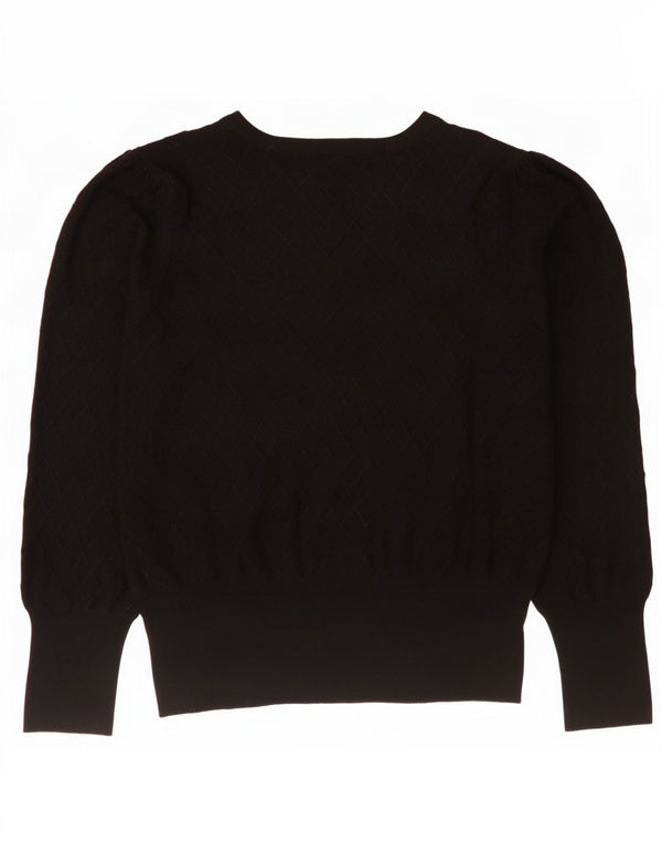 Maglione maglione girocollo da donna Marks & Spencer UK 16 grande viscosa nera