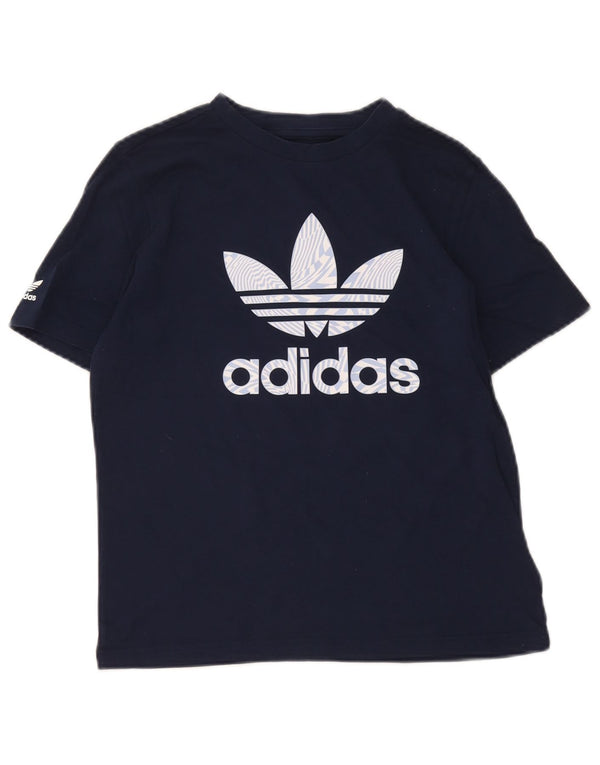 Maglietta grafica Adidas da ragazzo, 11-12 anni, in cotone blu navy