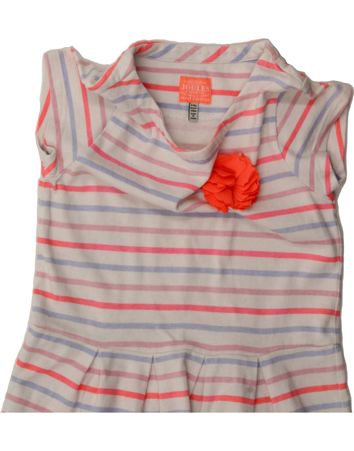 JOULES Girls Basic Dress 9-10 Years Multicoloured Striped Cotton Vintage Joules and Second-Hand Joules from Messina Hembry 
