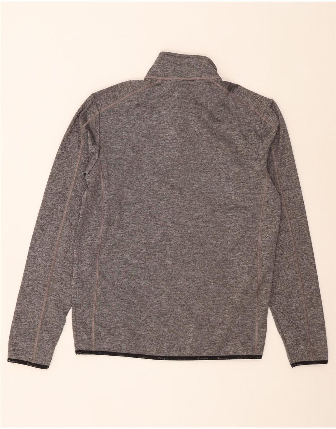 Felpa Champion da uomo con zip e collo, maglione, grande, in poliestere chiazzato grigio