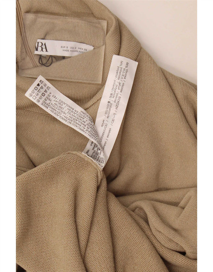 Maglione a collo alto da donna Zara UK 10 piccolo in viscosa beige