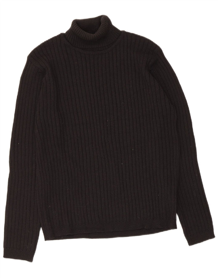 Maglione maglione a collo alto da donna Zara UK 16 grande lana nera