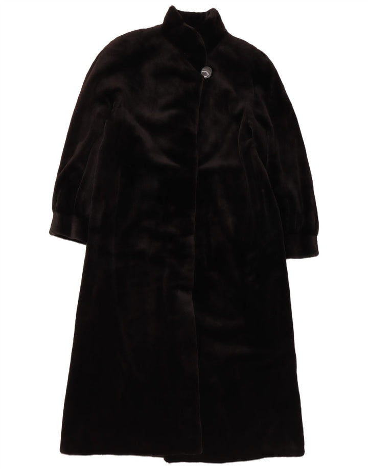 Cappotto vintage in velluto da donna UK 12 medio nero