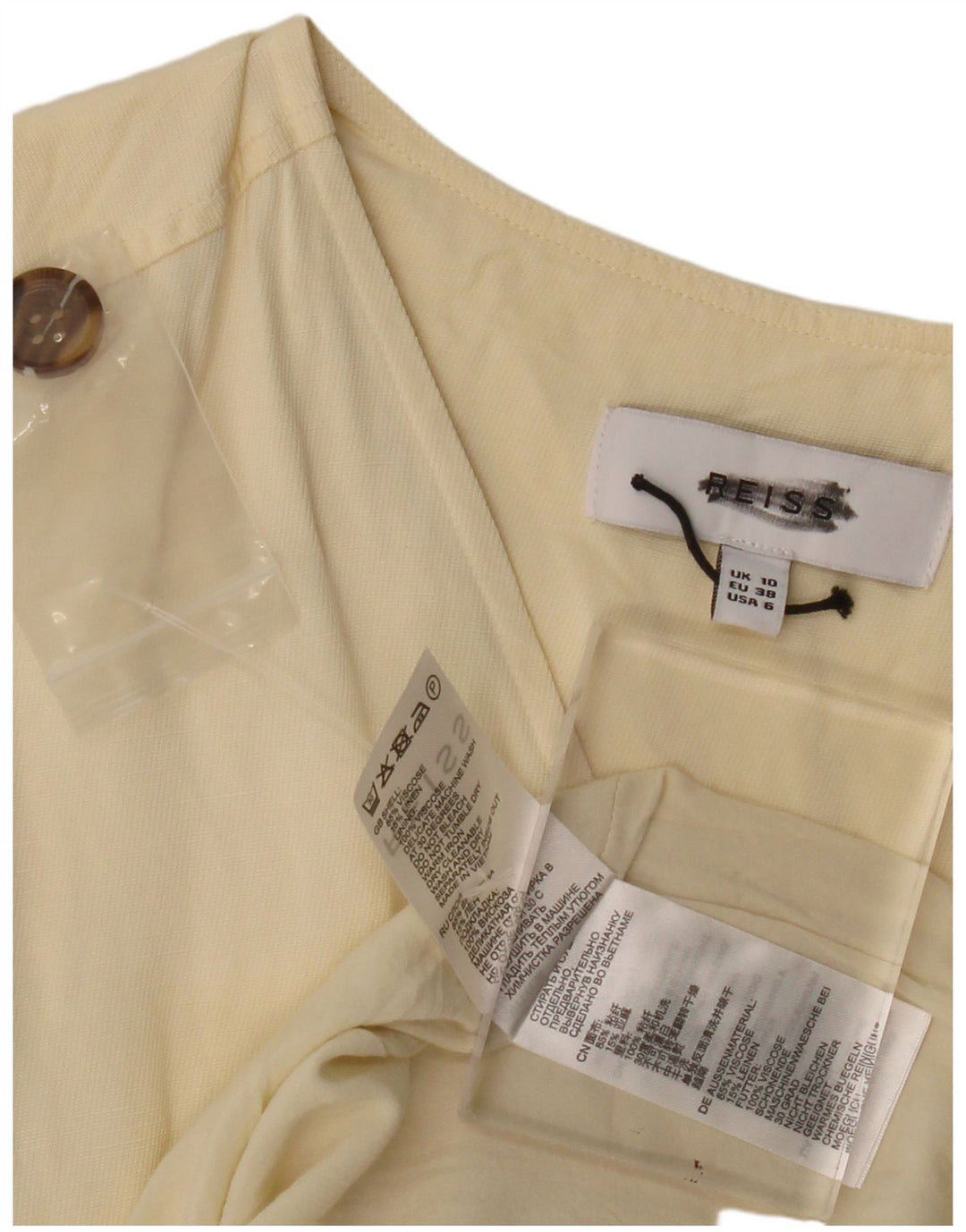 Abito tubino REISS da donna UK 10 piccolo in viscosa beige