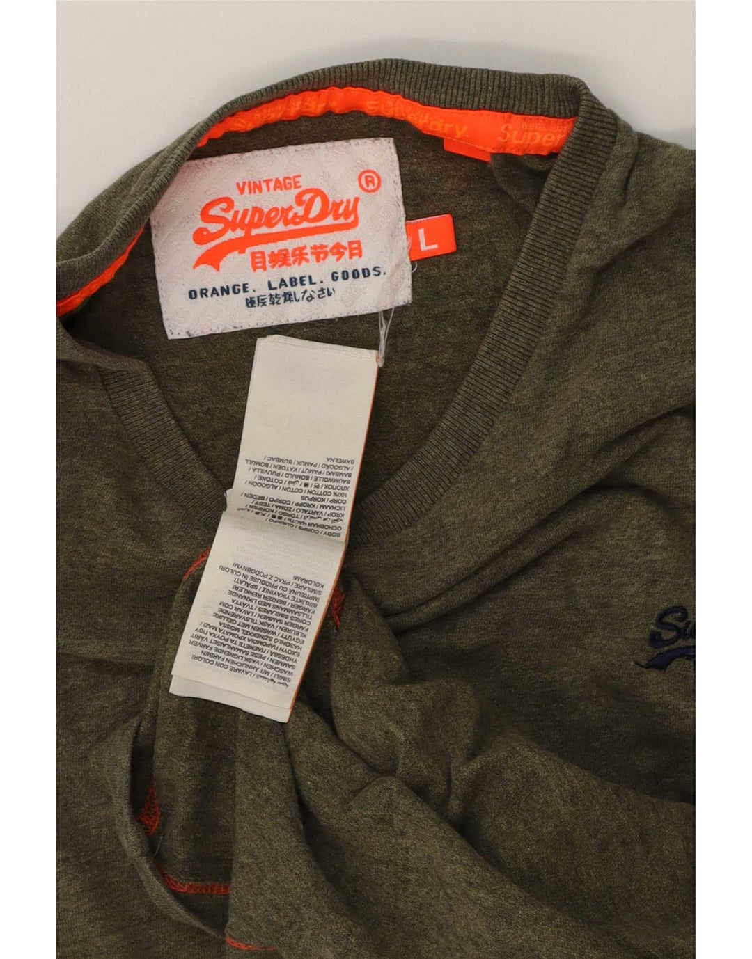 T-shirt da uomo Superdry Top Large in cotone chiazzato kaki