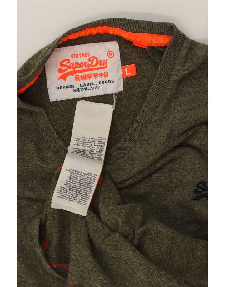 T-shirt da uomo Superdry Top Large in cotone chiazzato kaki