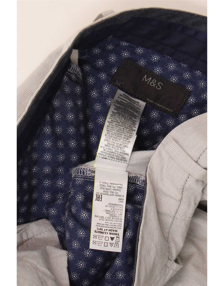 Pantaloncini chino da uomo Marks & Spencer W32 cotone gessato grigio medio
