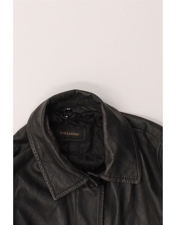 VINTAGE Womens Leather Jacket IT 42 Medium Black Leather Vintage Vintage and Second-Hand Vintage from Messina Hembry 
