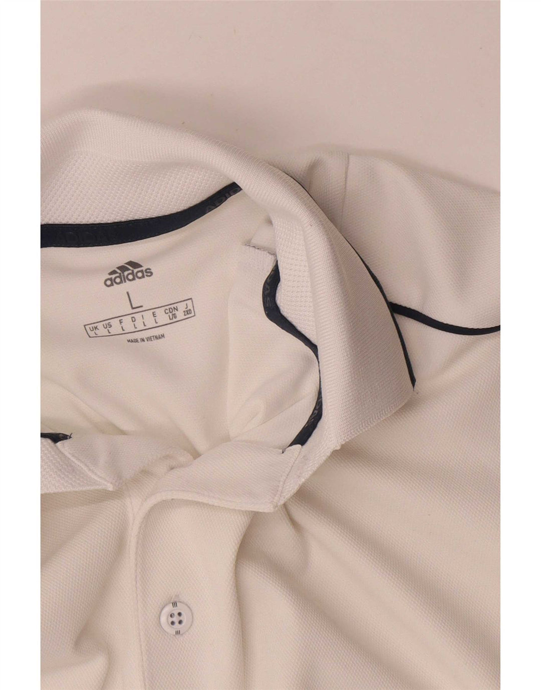 Polo Adidas da uomo grande in poliestere bianco