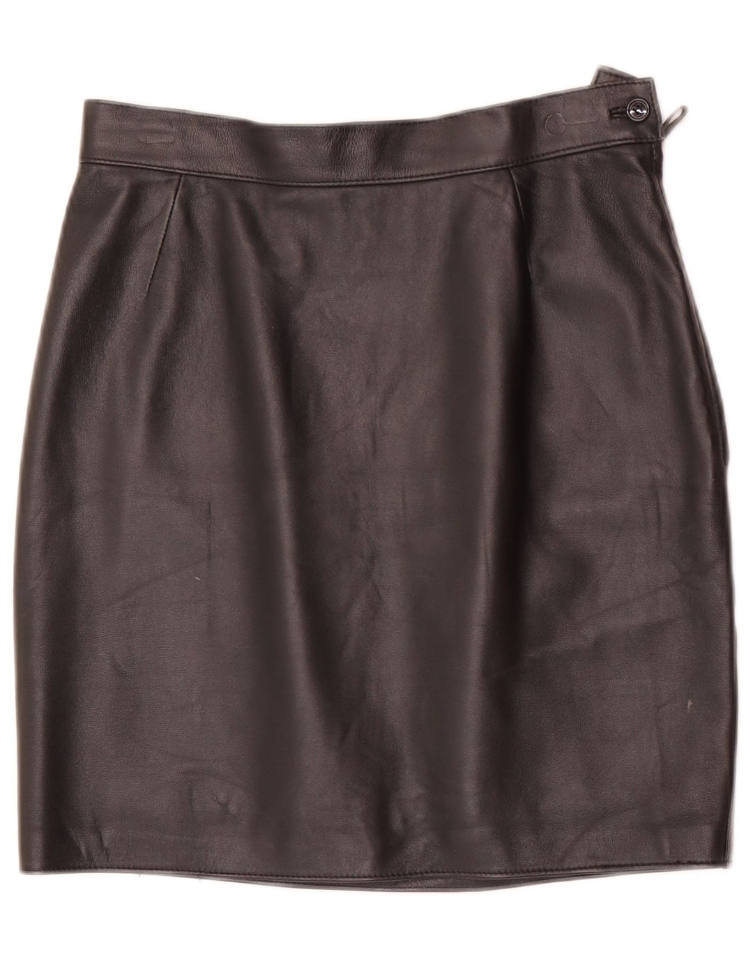 Mini gonna in pelle vintage da donna W28 media nera