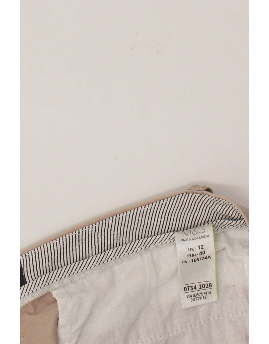 Pantaloncini chino da donna Marks & Spencer UK 12 medi W32 cotone beige