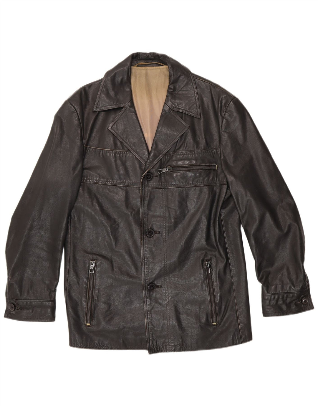 Giacca in pelle vintage da uomo UK 38 in pelle nera media