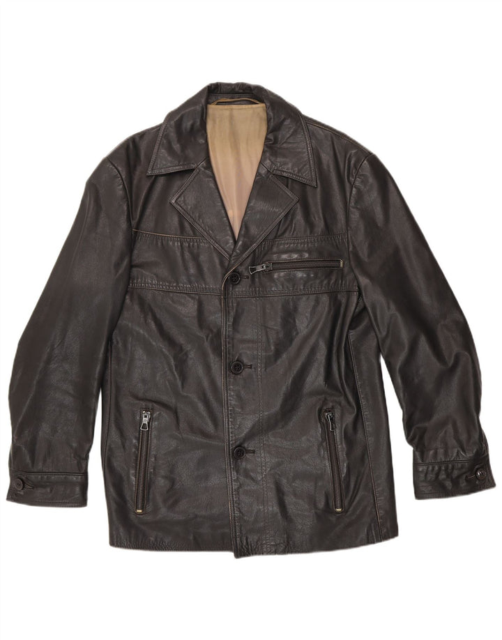 Giacca in pelle vintage da uomo UK 38 in pelle nera media